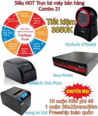 Combo 21 – Trọn bộ phần mềm quản lý VinshopPro8 + máy bán hàng 9.800K. Tiết kiệm 3.850K